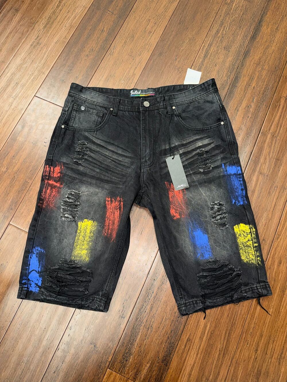 NWT Switch Remarkable Brand Distressed Denim Shorts 38